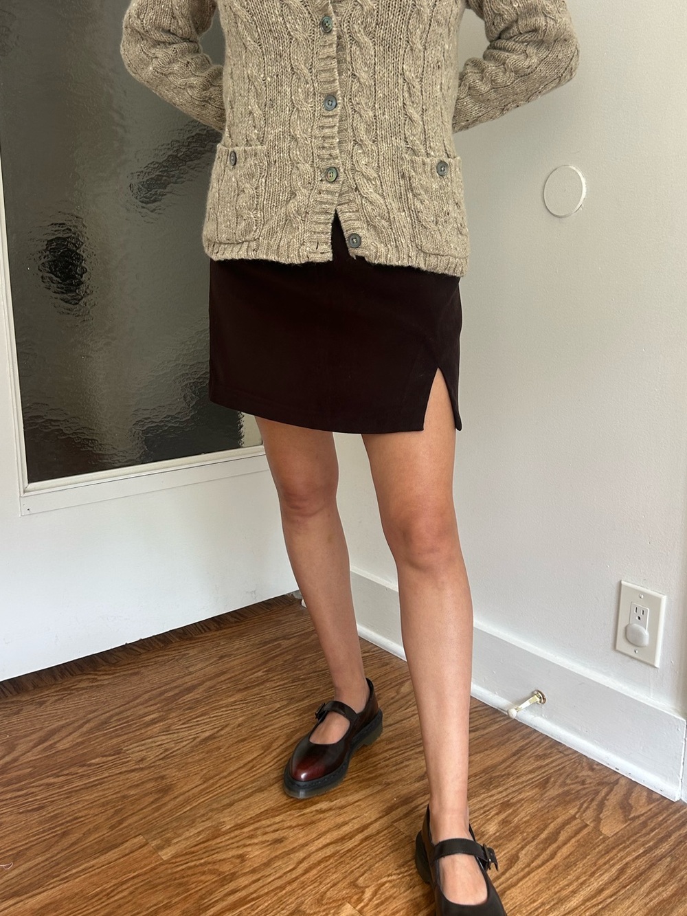 Vintage 90s Express Brown Mini Skirt